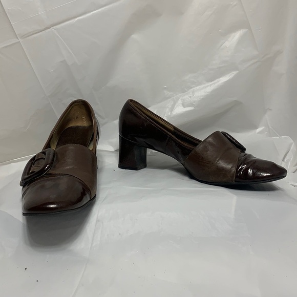 JOYCE California Dark Brown Heeled Loafer size 7-1/2 - Picture 1 of 12